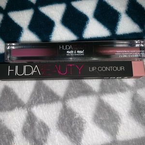 Lip liner and liquid eyeshadow by Huda Beauty